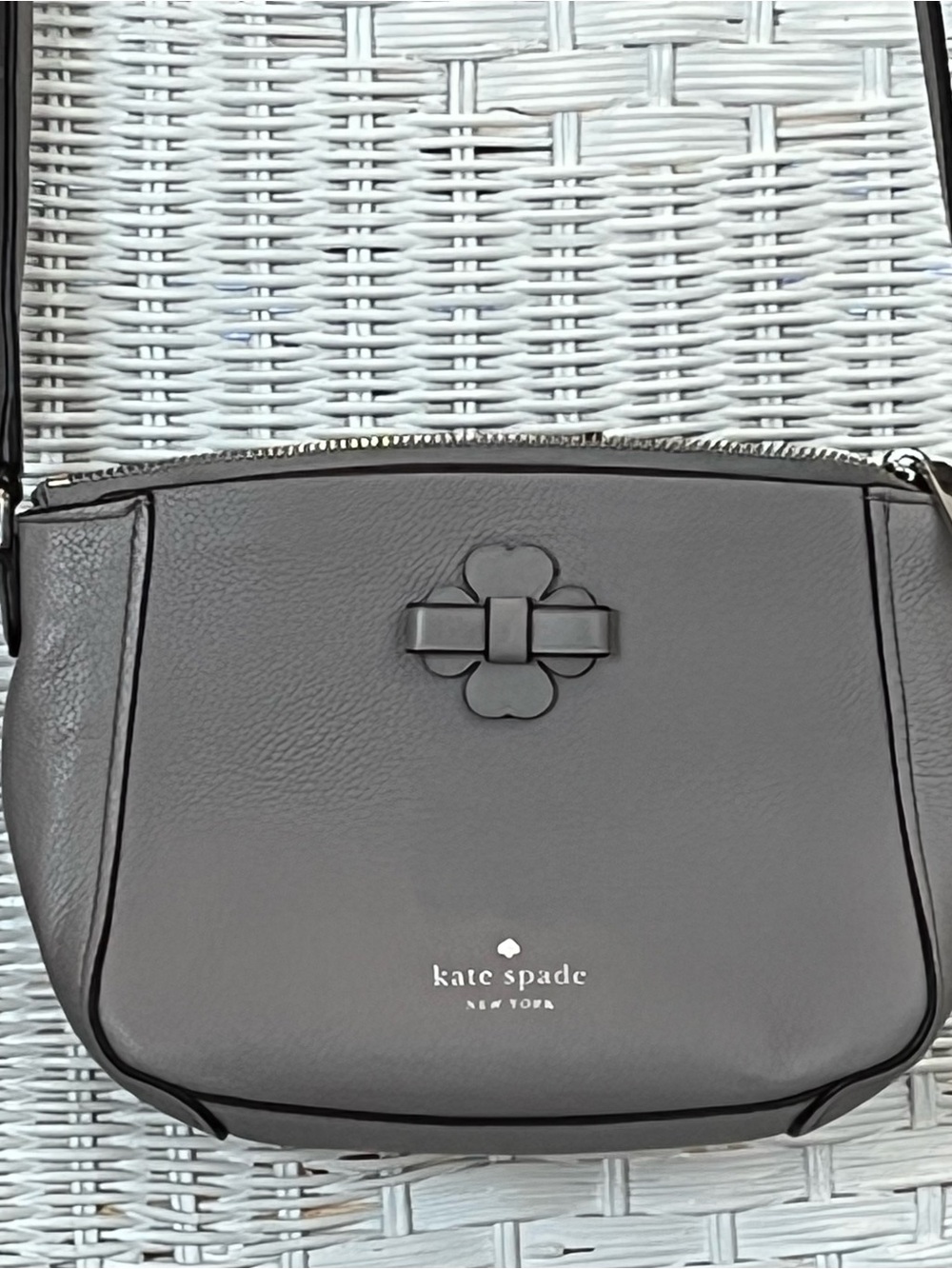 Authentic Kate Spade Gray Pebbled Leather Crossbody Bag